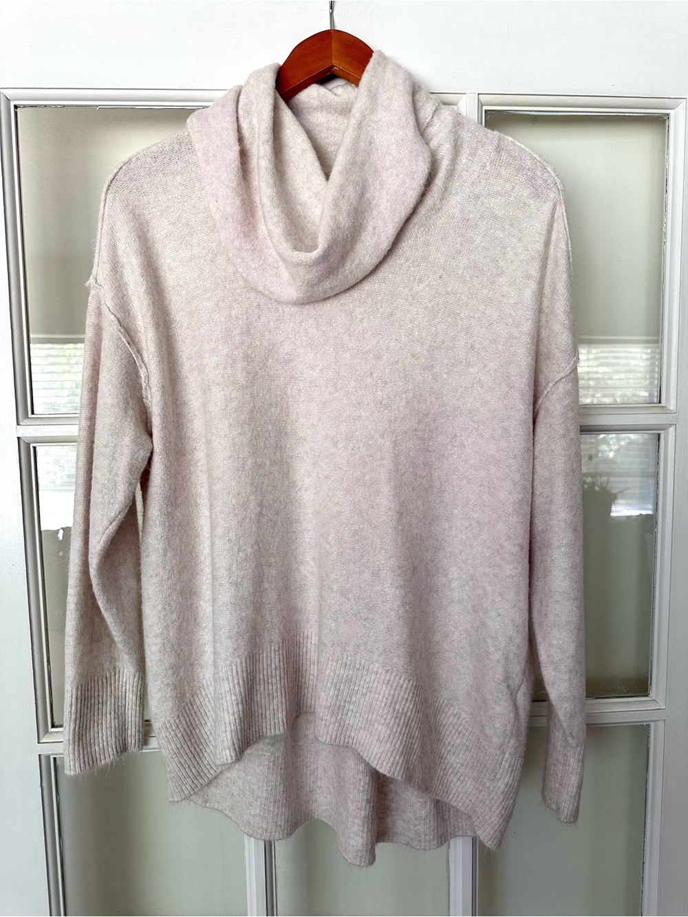 American Eagle Outfitters Cozy Soft Cream Cowlneck Sweater oversized Size Small